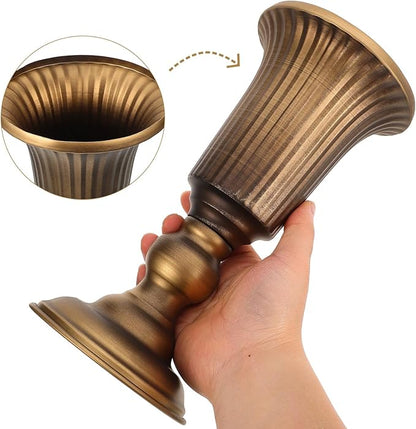 Alipis Vintage Metal Tabletop Flower Vase Decorative Flower Pot Antique Gold Iron Art Container for Home Hotel Shop Decor