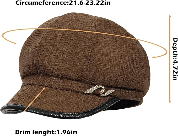 Women Retro Classic Visor Newsboy Cabbie Cap Beret Hats with Flower Buckle for Woman Ladies