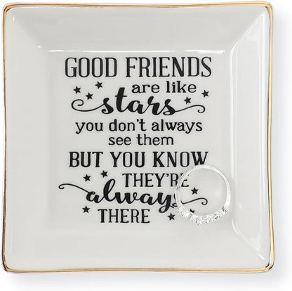 HOME SMILE Ceramic Ring Dish Jewelry Tray for Mom Sister Friends