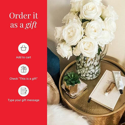 BloomsyBox - White Roses - 24 Long Stems,Long Lasting, Hand-Tied in Eco-friendly, Vase Not Included, Fresh Flowers for Delivery – Gift for Birthday, Anniversary, Get Well, Congratulations, Wedding