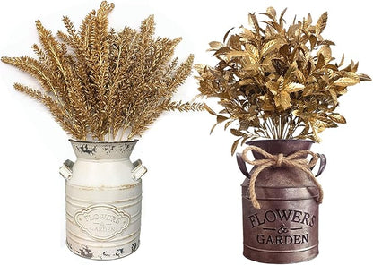 CATTREE Artificial Gold Plants, Plastic Leaves Golden 4 Pack, Fake Grass Faux Shrubs Bushes for Home Indoor Outdoor Garden Leaf Wedding Christmas Festival Decoration Hall Table Planter Filler