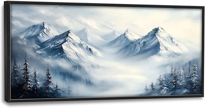 Snow Mountain Large Wall Art Framed Wall Decor for Living Room, Mountains Pictures Oversized Canvas Print Painting Modern Extra Large Framed Artwork for Bedroom Office Home Decor 60"x30"