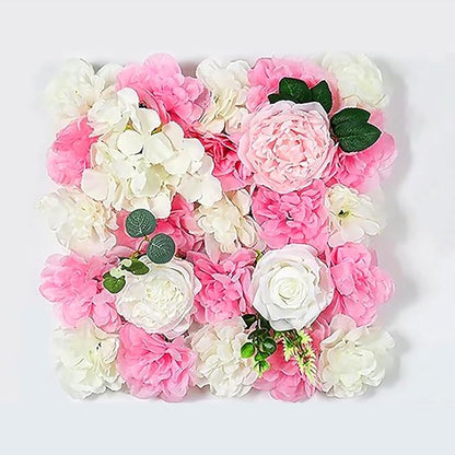Flower Wall Backdrop, 12PCS 10.6"-15.7" Artificial Flower Wall Panel with Various Styles, 3D Floral Wall Decor for Wedding Photo Background Festive Party Home Decoration (L014, 15 * 15in)