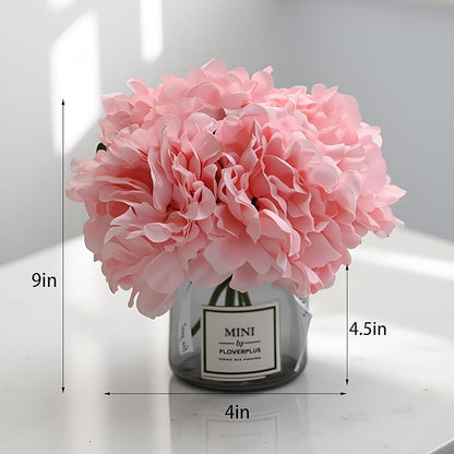 LADADA Artificial Peony and Glass vase Decoration, Used for Dining Table, Kitchen Decoration(Light Purple)