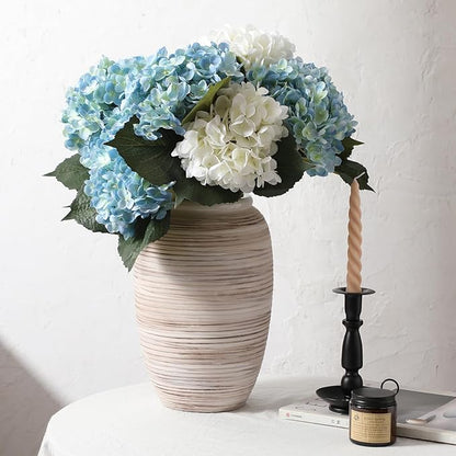 ALMA 12'' Wide Mouth Vase Home Decor, White Boho Tall Pampas Grass Vase for Table Centerpieces, Rustic Decorative Vase for Living Room, Farmhouse, Entryway, Mantel, Bookshelf