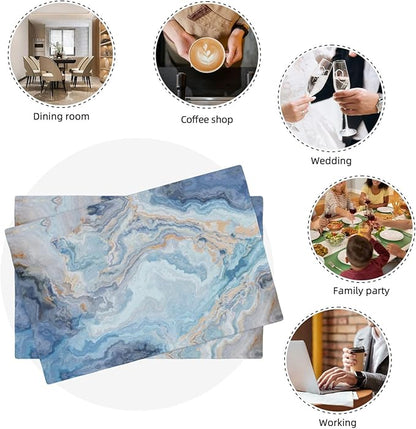Placemats 4 pcs Marble Double-Layer Imitation Linen Place Mats Non-Slip Heat-Resistant Tablemats for Home Restaurant Hotel 18×12 Inch
