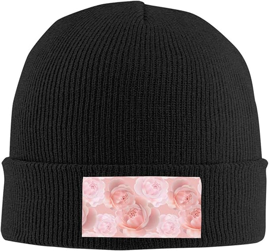 Cute Rose Beanie Hat Rose Beanie Cap Rose Flower Knitted Beanies Flower Knit Hats Winter Hat for Women Men