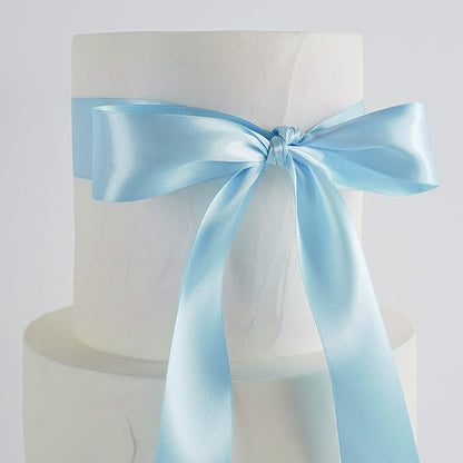 MEEDEE Blue Satin Ribbon 1-1/2 Inch Blue Ribbon Lux Double Faced Satin Ribbons by 50 Yards Polyester Satin Ribbons for Crafts, Weddings, Flower Bouquet, Holiday Decorating