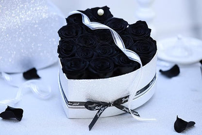 Flowers for Delivery-16 Black Forever Real Roses in a Box, Preserved Rose Gifts for Her, Birthday Anniversary Mothers Day Valentines Day Flower Gifts for Women, Mom, Get Well, Sympathy