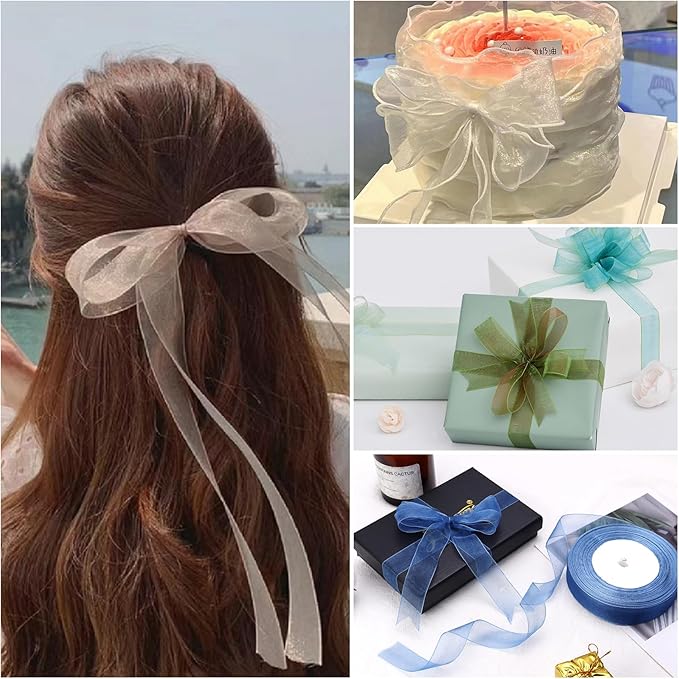 Hot Pink Ribbon for Gift Wrapping 1-1/2 inch Sheer Organza Ribbon for Flower Bouquet Tulle Chiffon Ribbons for Wedding Invitations Christmas Decorations Crafts 50 Yards