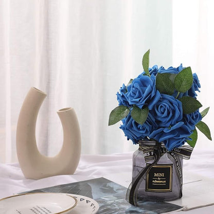 Artificial Flowers Roses 50pcs Blue Roses Wedding Decoration Real Looking Fake Roses w/Stem for DIY Wedding Bouquets Centerpieces Arrangements Party Baby Showers Home Decorations (Royal Blue, 50 pcs)