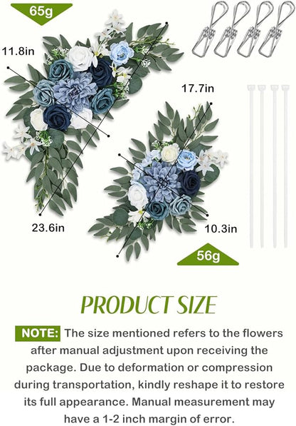 Wedding Arch Flowers Set of 2, Artificial Wisteria & Greenery Garland for Wedding Ceremony Backdrop, Wedding Floral Arrangement for Arch, Photo Booth & Reception Decor (Dusty Blue)