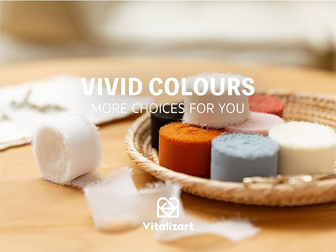 Vitalizart Chiffon Silk Ribbon 1" x 21 Yd Nude & White Fringe Fabric Package (3 Rolls * 7 Yd) for Wedding Invitations Bridal Bouquets Decorations Gifts Wrapping & Bow Making