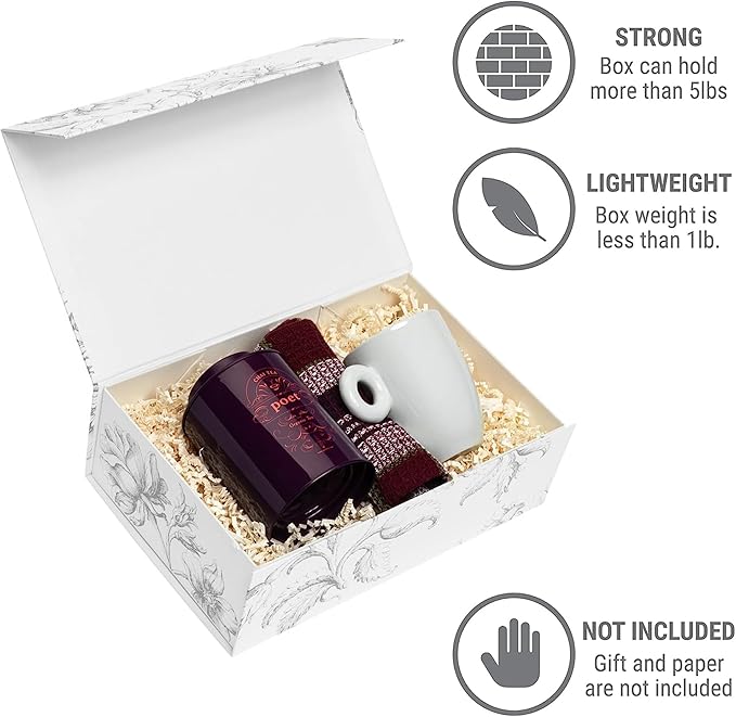 Luxury Keepsake Gift Box | Silver Floral Decorative Boxes with Magnetic Lids for Presents, Wedding Memory Box, and Bridal Gifts. 11.5" x 7.5" x 3.5"