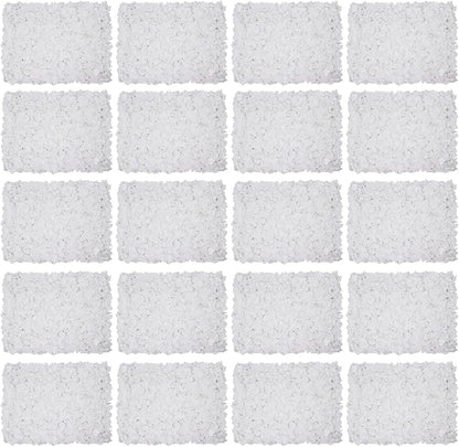 LOYALHEARTDY 20 PCS Artificial Flower Wall Panel 24" x 16" Faux Flowers Wall Decoration White Hydrangea Flower Panels Wall for Home Party Wedding Christmas Festival Photo Backgdrop Decor