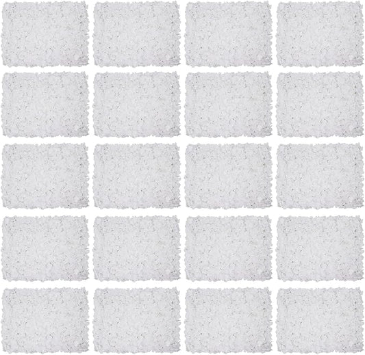 LOYALHEARTDY 20 PCS Artificial Flower Wall Panel 24" x 16" Faux Flowers Wall Decoration White Hydrangea Flower Panels Wall for Home Party Wedding Christmas Festival Photo Backgdrop Decor