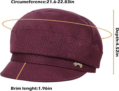 Women Retro Classic Visor Newsboy Cabbie Cap Beret Hats with Flower Buckle for Woman Ladies