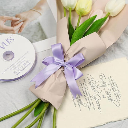 Lavender Satin Ribbon, Double Faced 7/8 Inch X 50 Yards Lavender Ribbon, Premium Satin Ribbon for Gift Wrapping, Crafts, Hair Bow Making, Sewing, Flower Bouquet, Wedding Party Decor