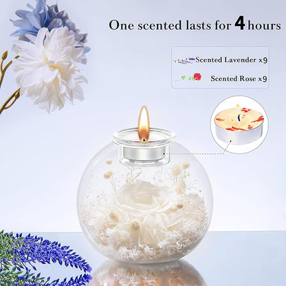 DEEMEI Gifts for Women Birthday Gifts for Women Preserved Real Rose in Glass Dome with Scented Fresh Flowers for Delivery Prime Eternal for Her Mom Grandma Wife Girlfriend Daughter, White
