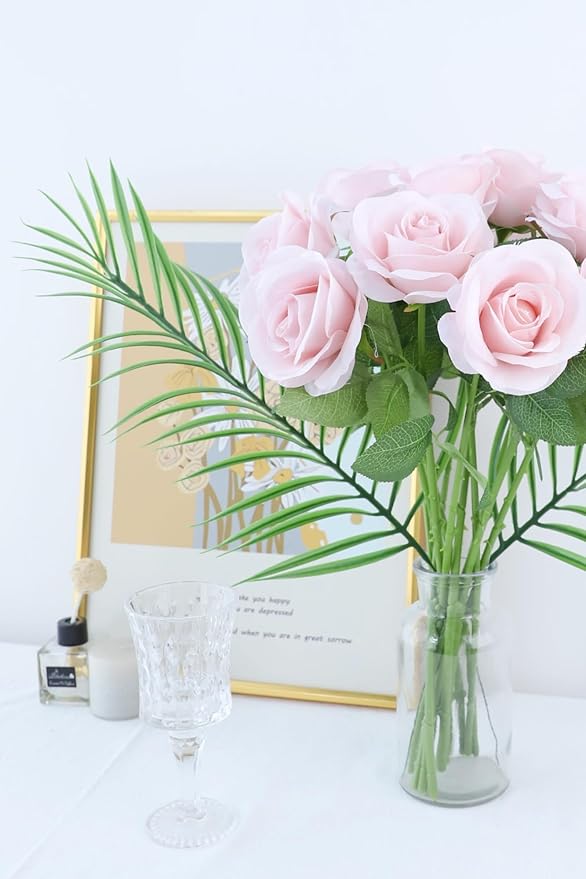 30pcs Roses Artificial Flowers Real Touch Fake Flowers with Long Stems Silk Flowers for Wedding Bouquet Centerpices Decorations Party Bridal Baby Shower Home Decor (Dusty Pink)