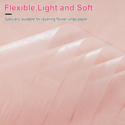 VinTS 48 Sheets 23.6x23.6in Cotton Wrapping Flower Lining Paper,Korean Style Of Waterproof Floral Bouquet Lining Paper Withdrawable Pleated Wrapping Paper Gift Packaging Paper,6 Colors