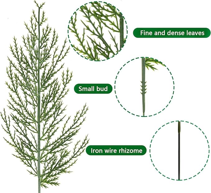 Artificial Pine Branches Faux Cedar Stems 20 Pcs, Fake Leaves Greenery Plants Pine Needles Picks Evergreen DIY Garland Wreath Arrangement Indoor Outdoor Garden Decor Home Wedding Christmas Decoration