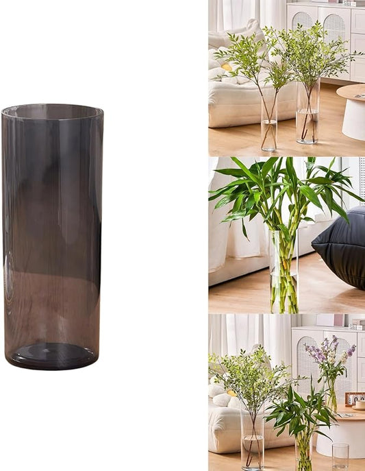 Clear Acrylic Flower Vase, Modern Unbreakable Decorative Cylinder Vase for Wedding Bouquets, Centerpieces, and Home Decor - 10cm Diameter, 35cm Height