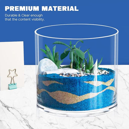 JYPS Clear Vase Set of 3, Polycarbonate, Round, Transparent, Wide Mouth, 6 inches, Ideal for Wedding Decor, Flowers, Bedroom, Living Room, Bathroom, Break Resistant