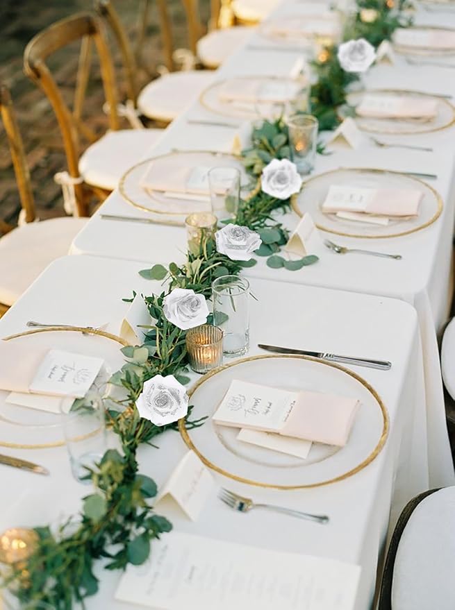 100pcs Stemless White Fake Foam Roses with Silver Glitter, 2.56" Artificial Roses for DIY Craft Baby Shower Centerpieces Wedding Flower Decor (White)
