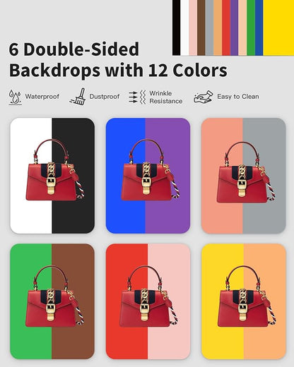 Glendan Light Box Photography: 20x20 inch Photo Studio Light Box with 240 LED Dimmable LED Lights - Folding Photo Box with 12 Color Backdrops for Jewelry Food Electronics Product Photography
