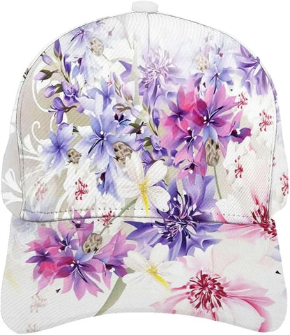 Pastel Cornflowers Floral Baseball Cap Dad Hats All-Over Print Fashion Accessory 100% Polyester Adjusts to Fit Most