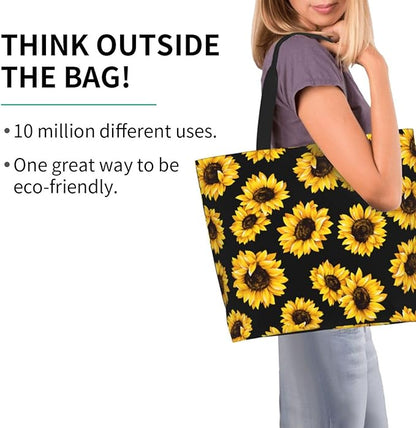 Sunflower Tote Bag For Women, Waterproof Shoulder Bags Big Reusable Grocery Handbag For Shopping Picnic Work Beach