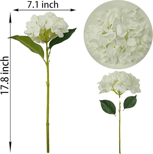 Hydrangea Artificial Flowers,Faux Hydrangea Flowers,Artificial Hydrangeas Flowers with Stems,Fake Hydrangeas,Silk Hydrangeas Flowers with Stems for Home Decor (10, White)