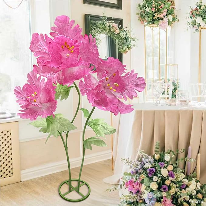 Large Paper Flowers Artificial Flower, Elegant Giant Floral Display Wedding Arrangements Reception Decorations Waterproof Huge Birthday Party Home Office Decor Big Banquet Background, Dark Pink