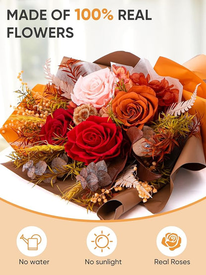 Flowers for Delivery Preserved Flower Fresh Bouquet Forever Fall Flowers Birthday Gifts for Women Mom Anniversary Real Rose Gifts for Grandma Sister Wife from Daughter Fall Home Wedding Decor