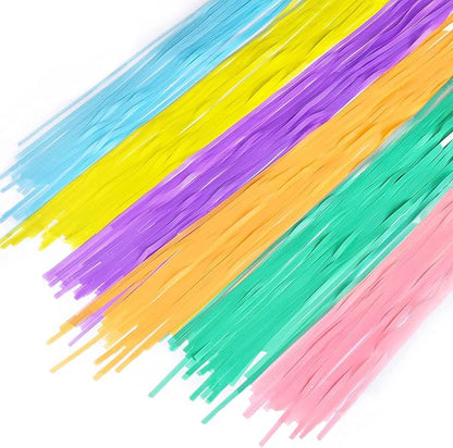 BRAVESHINE Tinsel Foil Fringe Curtains - 2Pcs 3.2x8.2ft Pastel Colourful Photo Backdrop for Christmas New Years Princess Birthdays Easter Bunny Bridal Shower Fairy Kids Candy Donuts Party Decorations