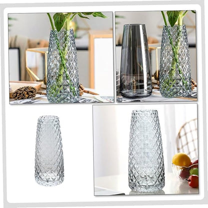 Square Glass Vase Smoky Transparent Hydroponic Plant Container for Indoor Outdoor Home Decor Simple Artistic Flower Arrangement Holder
