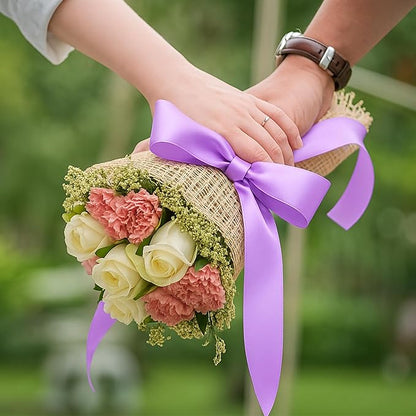 Fullive Lavender Ribbons, 1 1/2 Inch 30 Yards Ribbons for Crafts, Polyester Satin Ribbon for Gift Wrapping for Birthday Wedding Graduate Valentines Day Decorations Wrapping Bouquet Floral Arrangements