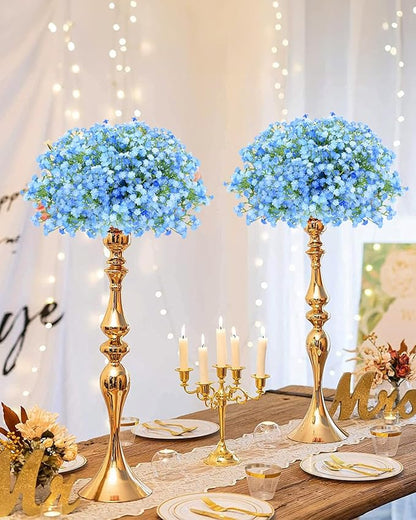 48Pcs Babys Breath Artificial Flowers, Fake Baby Breath Flowers Artificial Bulk Faux Gypsophila Real Touch Flowers for Wedding DIY Bouquet Floral Arrangement Party Home Garden Decoration, Blue