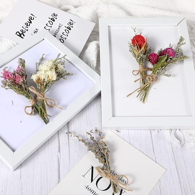 Chengu 20 Pcs Mini Dried Flowers Bouquets Natural Gypsophila Don't Forget Me Bouquets Dry Flower Leaves Dried Embossing Flower Plant Stem Bunch for Vase DIY Wedding Decoration Crafts Photo Props