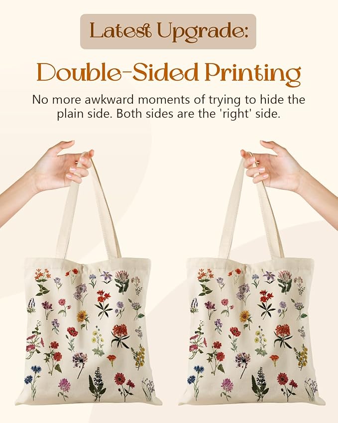 Aesthetic Tote Bag for Women- with Magnetic Buckle and Zipper Inner Pocket Cloth Cotton Canvas Tote Bags