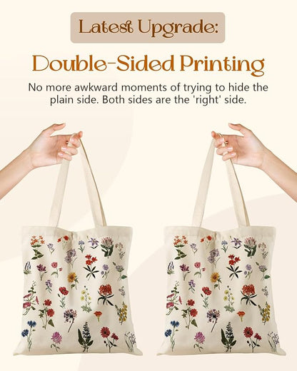 Aesthetic Tote Bag for Women- with Magnetic Buckle and Zipper Inner Pocket Cloth Cotton Canvas Tote Bags