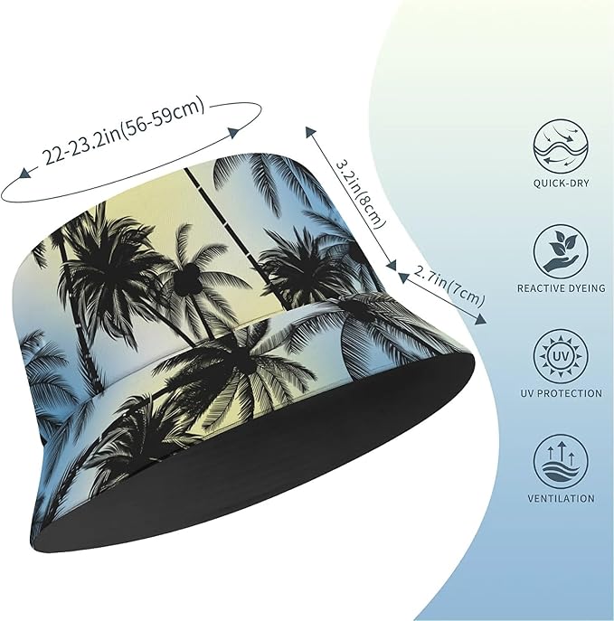 Bucket Hat for Women Men Unisex Sun Cap Packable Outdoor Fisherman Hat Headwear,Reversible Double-Side-Wear