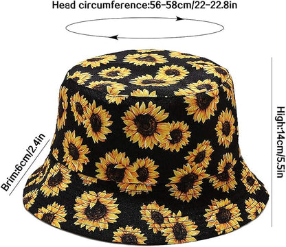 XYIYI Cute Bucket Hat Beach Fisherman Hats for Women, Reversible Double-Side-Wear