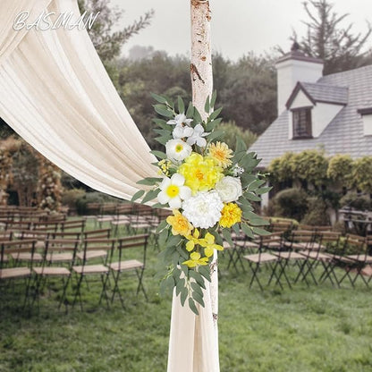 Arch Flowers with Drapes Kit (Pack of 3) for Wedding Ceremony Arbor and Reception Backdrop Decoration Wedding Welcome Signs Floral Birthday Party Decoration