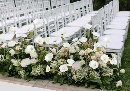 30 Heads 6 PCS White Poppy Flowers Artificial 32 in Silk Poppy Flowers for Wedding Home Party Table Centerpiece Arrangement Decoration (White)