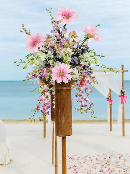 Pink Gerbera Daisy Artificial Flowers – 5PCS Real Touch Artificial Daisies with Long Stems, 26.7" Daisy Flowers Artificial for Centerpieces, Baby Showers, Wedding or Bedroom Décor