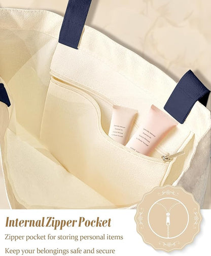 Aesthetic Canvas Tote Bag with Inner Pocket for Women, Cloth Cotton Totes Bag with Pattern for Shopping, Gym
