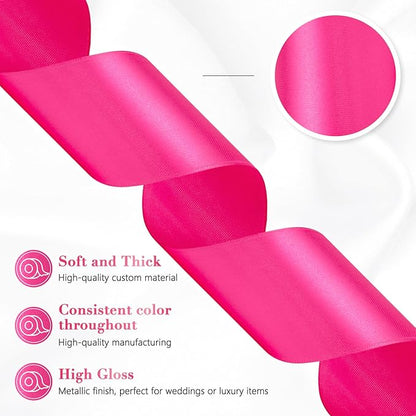 Hot Pink Satin Ribbon 2 Inch 60 Yards, Polyester Fabric Ribbon for Flower Bouquet, Wedding, Crafts, Gift Wrapping, Baby Shower, DIY Bows and Outdoor Decor