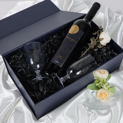 Navy Blue Gift Box with Magnetic Lids 13.8x8.3x4.4 in, Bridesmaid Groomsman Proposal Box, Large Rectangle Storage Box 5 Pack